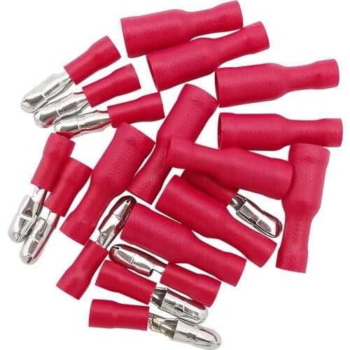 100pair Red Male Female Bullet Insulated Wire Connector Crimp Terminals Wiring Cable FRD1.25-156 FRD1-156 MPD1.25-156 MPD1-156