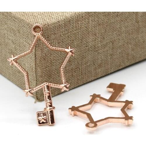Frame DIY Necklace Keychain UV Epoxy Hollow Frame Jewelry Accessories Five-pointed Star Key Alloy Metal 10pcs/bag Pendant Base