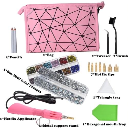 Fast Heated 7200Pcs Hotfix Rhinestone Set/Hotfix Applicator Set Iron-on Wand Heat-fix Tool Gun Hot Fix Rhinestones Glass Diamond