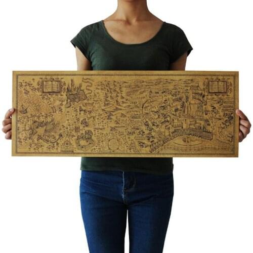 Famous Movie Poster Magic World Map Famous Landscape Kraft Bar/cafe Poster Retro Poster Decoration Picture Wall Sticker