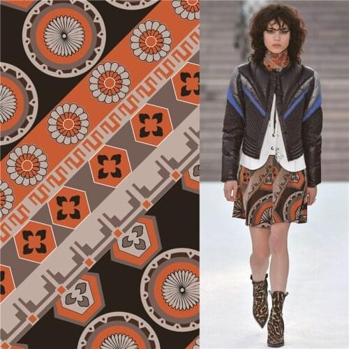 Polyester satin dress high-end chrysanthemum pattern custom fashion floral printed cloth diy patchwork 072