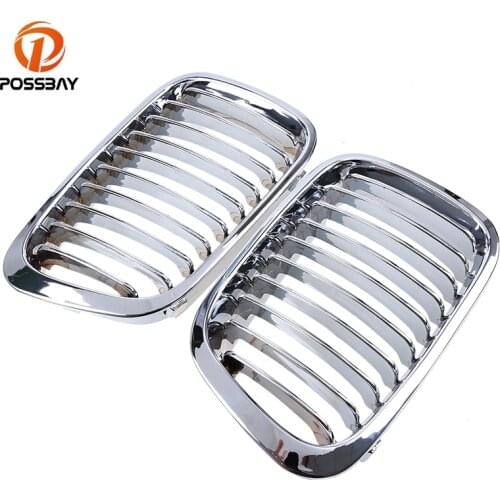 POSSBAY Car Hood Grilles for BMW 3-Series E46 Compact 320td/323i/325i/325ti 2001-2005 Chrome Coche Front Center Grille Grills