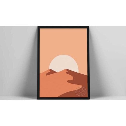 Pink Sand Dunes Art Print | Abstract Desert Art Poster | Desert Print Illustration Minimalist | Boho Sun Art | Color Blo FeatCol