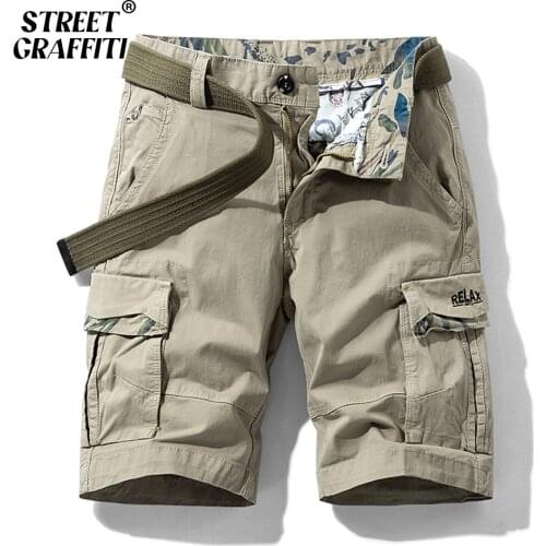 Cargo Shorts Men Spring Summer Breeches Cotton Bermuda Solid Denim Casual Multi-Pocket Pants Clothing Men’s Cargo Short