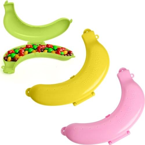 Cute 3 Colors Fruit Banana Protector Box Holder Case Lunch Container Storage Box kids fruit carry container candy snacks holder
