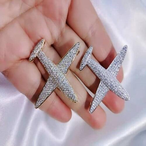 Rhinestone Lovely Airplane Brooches Women Party Causal Brooch Pins Gifts