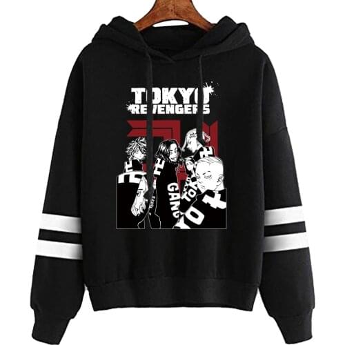 Hot Anime Tokyo Revengers Graphic Hoodies Harajuku Sudadera Long Sleeve Striped Cosplay Clothes