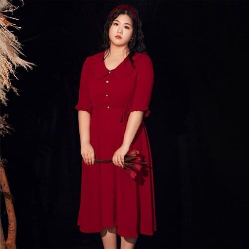 Evening Dress Vintage Deep V-Neck Simple Half Sleeves Tea-Length A-Line Burgundy Zipper Back Plus Size Women Formal Gowns D461