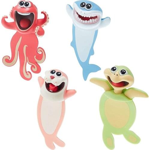 4 Pcs Funny Wacky Bookmark More Fun Reading 3D Stereo Cartoon Lovely Ocean Animal Bookmark Reading Gift for Kids/Adults