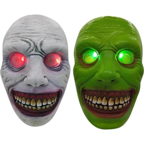 Scary Halloween Mask Horror Demons Face Mask with Light Cosplay Creepy Halloween Party Costume Props for Adults