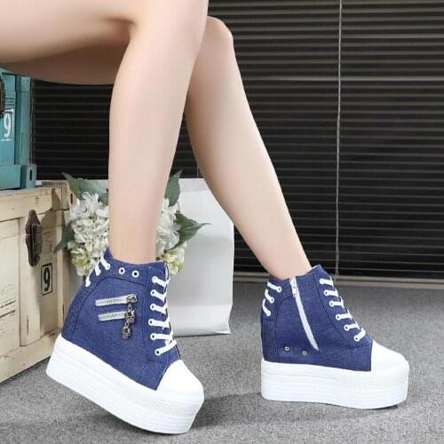 2020 spring Autumn Women Casual Shoes Denim Ankle Boots Ladies Classic Zipper Height Increasing student Boots Zapatos De Mujer