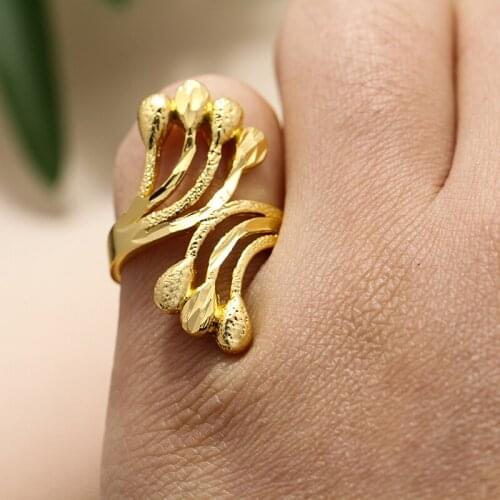 Annayoyo New Gold Color Wedding Rings for Women Gold Color Ring Eritrea Africa Fashion Ring Middle East Jewelry