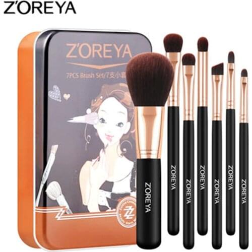 Zoreya 7pcs Makeup Brushes Set Eyeshadow Concealer Foundation Powder Blush Lip Eye Make Up Brush kabuki Blendidng Cosmetics Tool