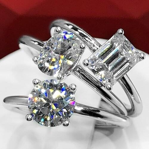 10K Au417 White Gold Women Wedding Party Engagement Ring 1 2 3 4 5 Carat Emerald Rectangle Moissanite Diamond Ring Trendy