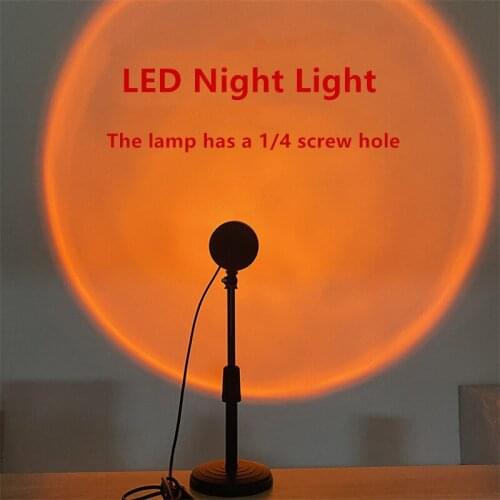2021 USB Button Rainbow Sunset Projector Led Night Light Home Background Wall Decoration Colorful Lamp with1/4 Screw holes