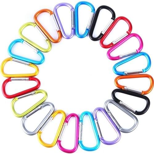 20pcs D-ring Locking Carabiner Keychain Spring Clip Lock Carabiner Hook Outdoor Camping Equipmengt - Professional Outdoor Campin