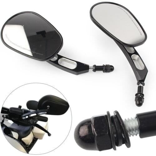 2x Gloss Black Motorcycle Edge Cut Rearview Side Mirror For Haley Sportster 883 Softail Touring Dyna