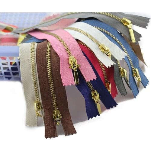 3pcs 3# 15cm metal zipper brass close-end auto lock clothing for sewing zippers
