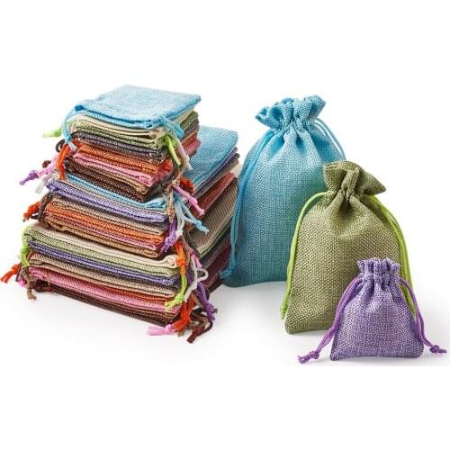 30pcs Mixed Color Burlap Packing Pouches Drawstring Gift Bags Candy Jewelry Party Wedding Favor Bags