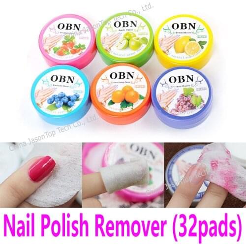32pads Nail Polish Remover Box Fruit Scented Flavor Wraps Pot Paper Cloth Towel Wet Wipe Nail Art Vanish Removal Nonwoven Tissue