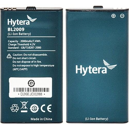 Size Battery 4.2V 2000mah for Hytera BL2009 HYT PD362 PD355 PD365 PF355LF PD365LF TD360 TD350 walkie talkie batteries