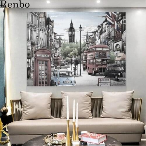 5d diy diamond painting london landscape red bus full square round diamond embroidery European street view rhinestone needlework