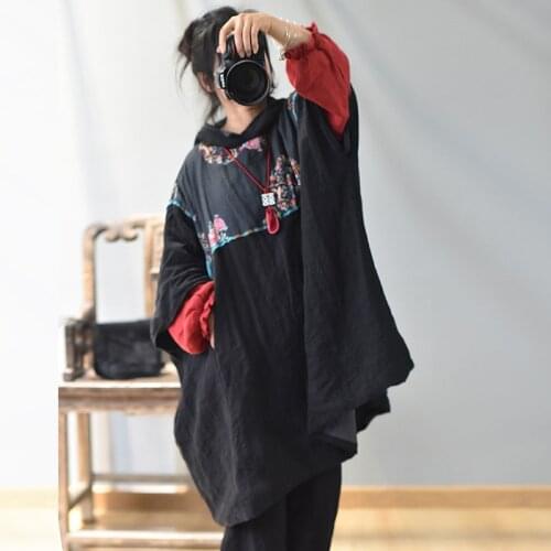 Women Plus Size Patchwork Linen Ramie Blouse Tops Ladies Vintage Oversized Robes Shirt Female 2020 Spring Summer Shirts