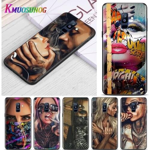 Sexy Sleeve Tattoo Girl For Samsung Galaxy A9 A8 Star A8S A7 A6 A6S A5 A3 Plus 2018 2017 2016 A750 Black Phone Case