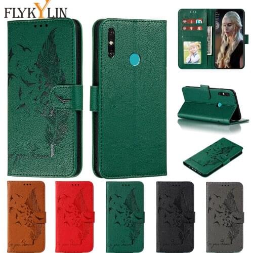 FLYKYLIN 3D Bird Feather Flip Leather Case on For Huawei Honor 8S 8A 9A 9C 9S X10 30S 10i 20i 20 V30 30 Pro Wallet Cases Cover