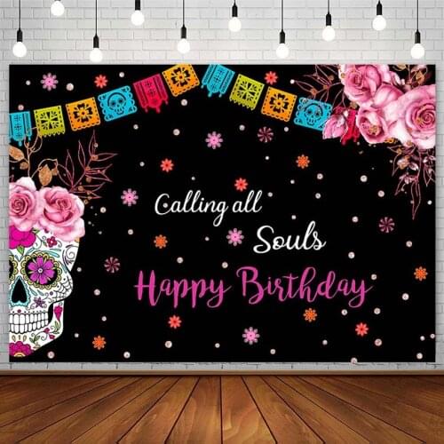 Day of The Dead Backdrop Mexican Fiesta Sugar Skull Photography Background Dia DE Los Muertos Party Decor Banner Photozone Props