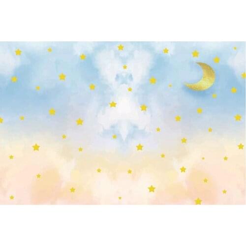 Blue Sky Golden Star Photography Background Holiday Celebration Party Decor Photo Booth Studio Prop