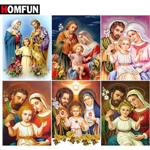 HOMFUN Full Diamond Embroidery "Religious figure" Diamond Painting Cross Stitch Patterns Rhinestone Unfinished Home Decor