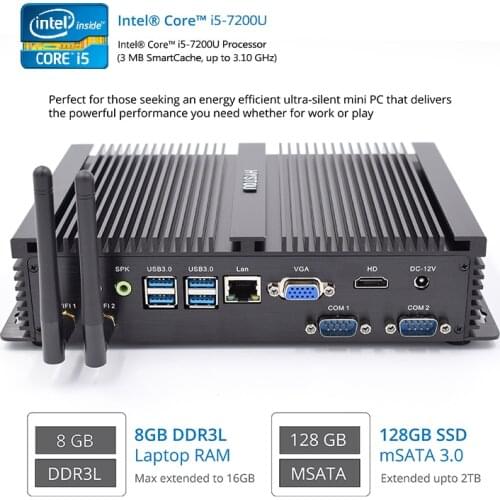 Hystou Rugged Fanless Industrial Mini PC Windows 10 Linux Intel i5 7200U 5250U 4200U I7 4500U Micro Computer Kodi TV Box Nettop