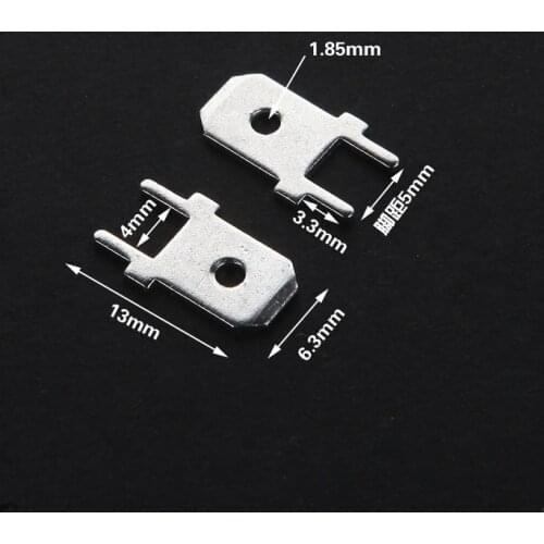 100pcs/lot 6.3mm Wiring PCB PCB Welded Terminals 0.8mm Thick Pie Crimp Terminals