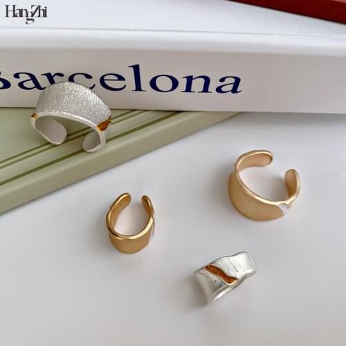 Korean Two-color Women Ear Bone Clip Retro Brushed Contrast Color Irregular No Pierced Wide Adjustable Index Finger Ring