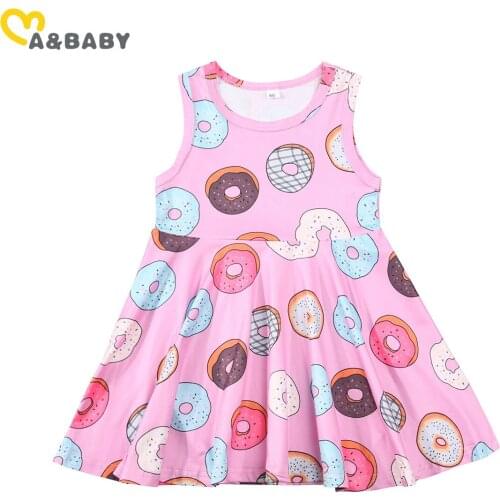 Ma&Baby 0-4Y Summer Cute Newborn Baby Kid Girl Dress Donuts Print Sleeveless Dresses For Girls