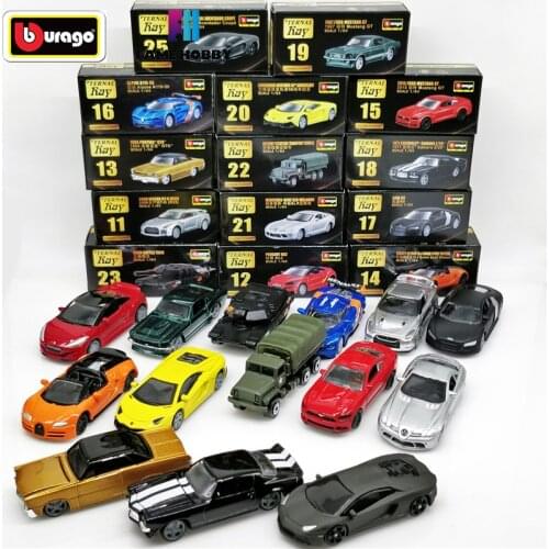 1:64 Scale Bburago Eternal Classics Nissan GT-R Boy Peugeot Bugatti Ford Mustang Renault Audi Battle Tank Toys DieCast Car