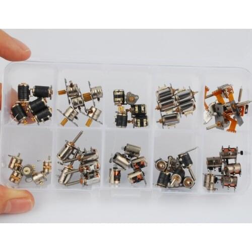 50pcs 4 Wire 2 Phase dc micro stepper motor 10 Types 5pcs each Miniature stepper motor Assorted with box
