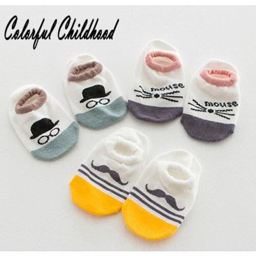 Cute polka dot breathable newborn kids socks autumn cotton anti-slip cartoon mouse design toddler boy/girls floor socks