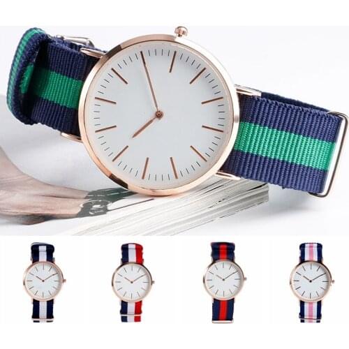 Trendy Wrist Watch Casual Student Ourdoors Sport Watches Fashion Analog Hot Men Stripe Nylon Band Strap Quartz Korea Flag Style