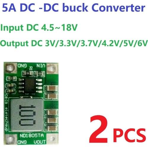2x 5A Buck DC-DC Converter Module 4.5V-18V to 3V 3.3V 3.7V 4.2V 5V 6V Board for lm2596 lm317 nodemcu raspberry pi 4 led matrix