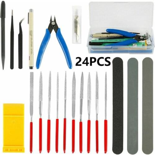 24pcs DIY Craft Basic Tools Kit Car Model Building Repair For Gundam Modeler For Sewing Lettering Home School Scrapbooking