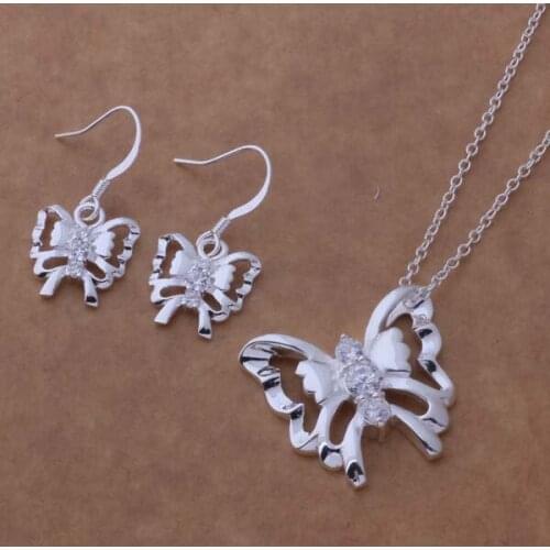 AS342 Hot sterling Jewelry Sets Earring 489 + Necklace 166 /anmajeta atzajlga silver color