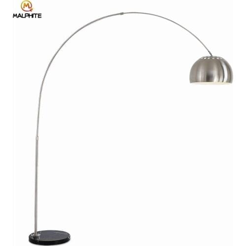 Nordic Black marble floor lamp folding rotary Arc Silver study lamp floor lamps for living room bedroom Deco lighting fixtures