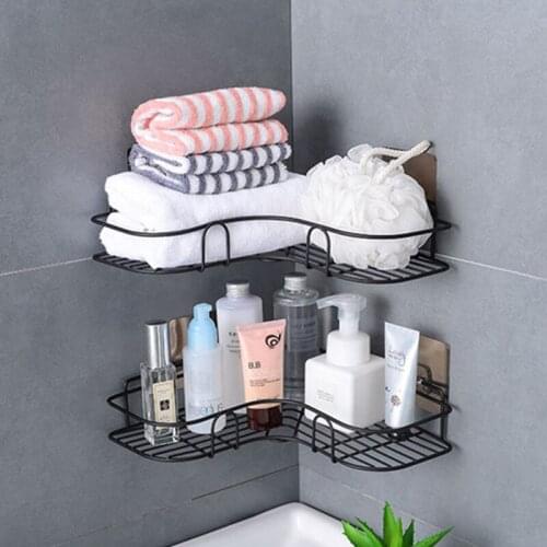 Free Adhesive Wall Mounts Storage Rack Bathroom Shelf Shower Shampoo Soap Organizer Triangle Cosmetic Punch for Kitchen Toilet