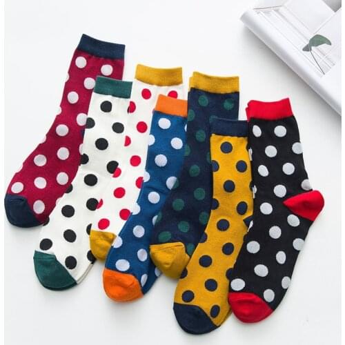 RUOMU Polka Dots Women Crew Socks Funky Men Cute Colorful Cool Fun Crazy Novelty Cotton Casual Groom Dress Wedding Gift Sock