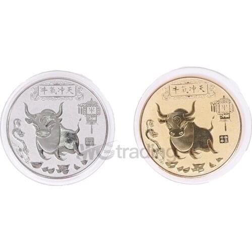 2021 Year of the Ox Commemorative Coin Chinese Twelve Zodiac Souvenir Coins Art Craft Gift Collection Home Decoration