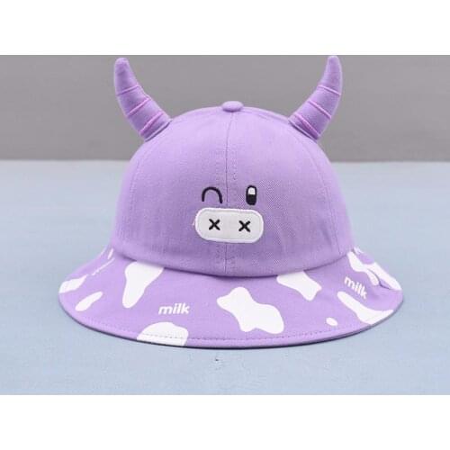 LDSLYJR 2021 fashion joker Cartoon cow Bucket Hat Fisherman Hat outdoor travel hat Sun Cap Hats for child boy and girl 74
