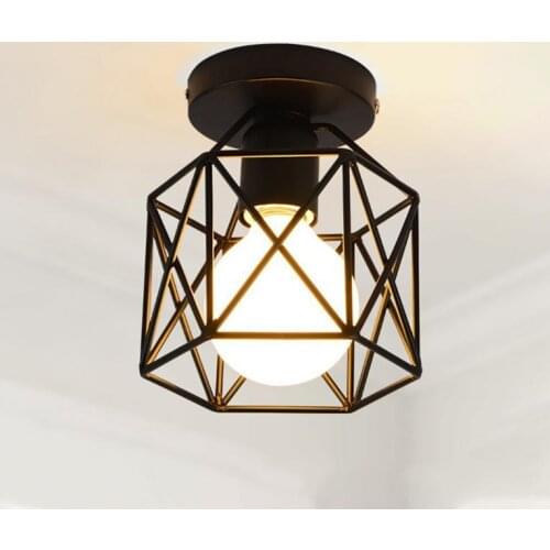 Industrial Rustic Flush Mount Ceiling Light Modern Nordic Vintage Black Metal Lamp Fixture Creative Retro Light Lamp Cafe Hotel