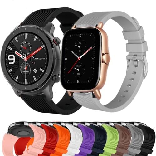 GTR 2 42 47mm Silicone Strap Watchband For Xiaomi Huami Amazfit PACE/Stratos 3 2S Watch Bracelet Band GTS GTR2 2e BIP U/S Correa